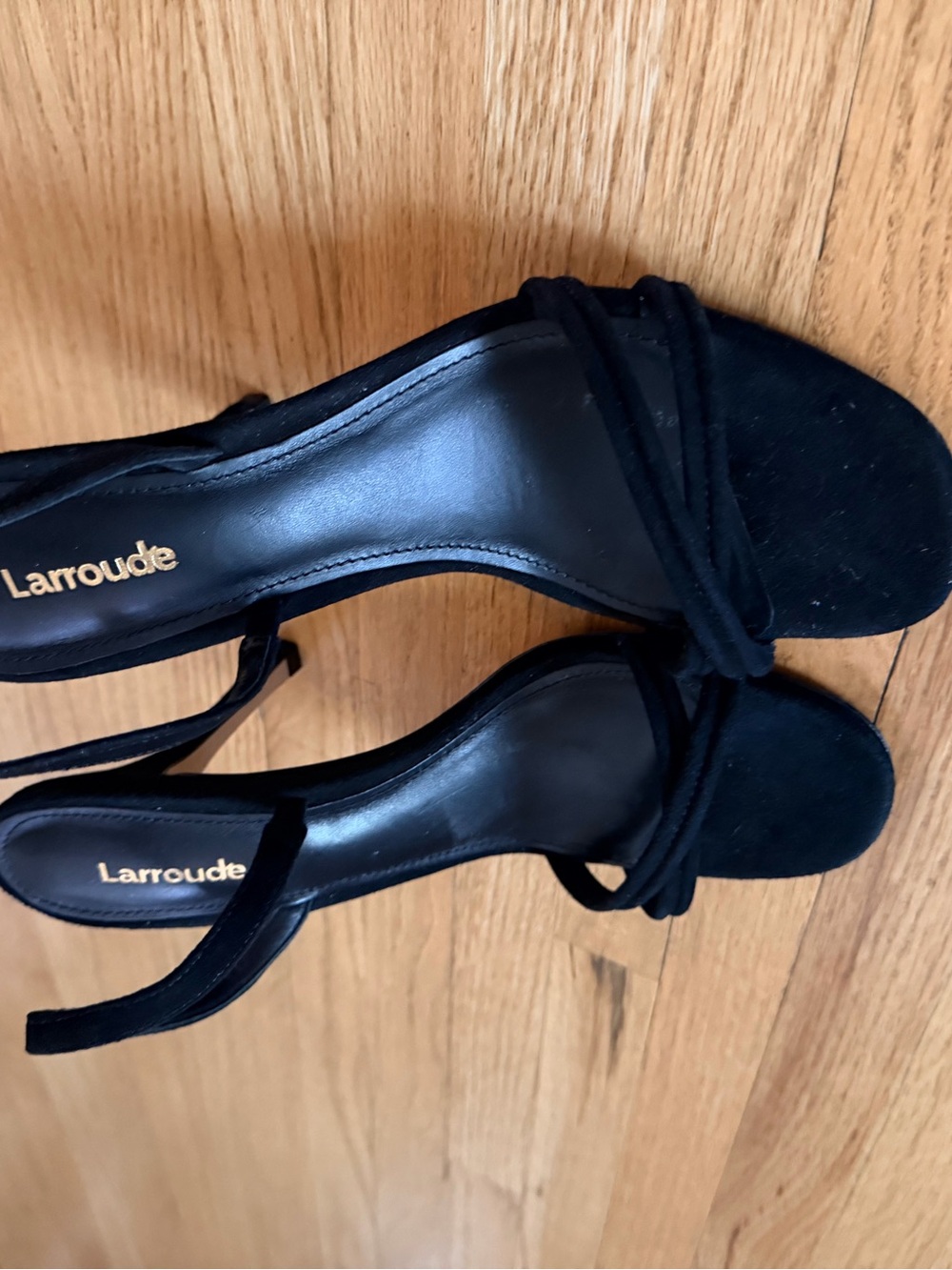 Larroude Annie Slingback Black Suede Knot Front Heels NWT - Picture 6 of 9